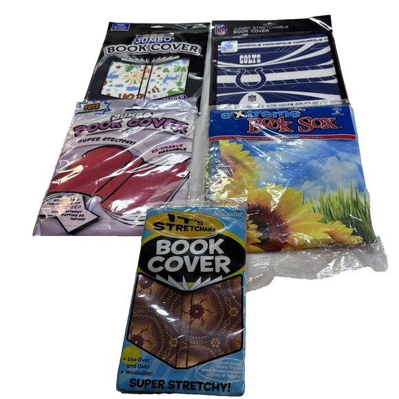 Other - It's Academic, NFL & Vtg Book Sox Stretchable Shrink to Fit Book Covers lot of 5